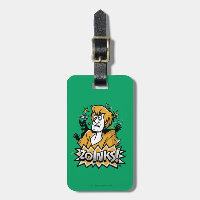 Shaggy "Zoinks!" Halftone Graphic Luggage Tag (Front Vertical)