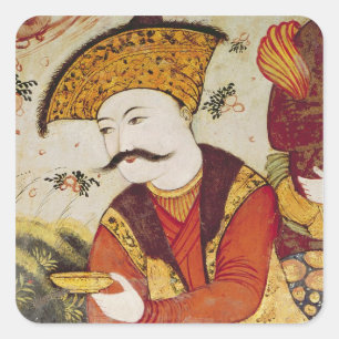 Shah Abbas I  and a Courtier offering Square Sticker