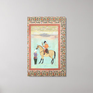 Shah Abbas  on a horse holding a falcon Canvas Print