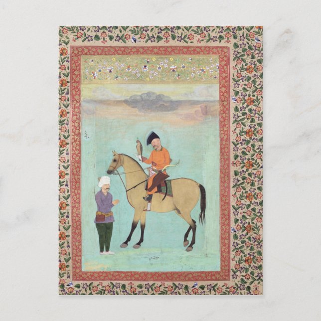 Shah Abbas  on a horse holding a falcon Postcard (Front)