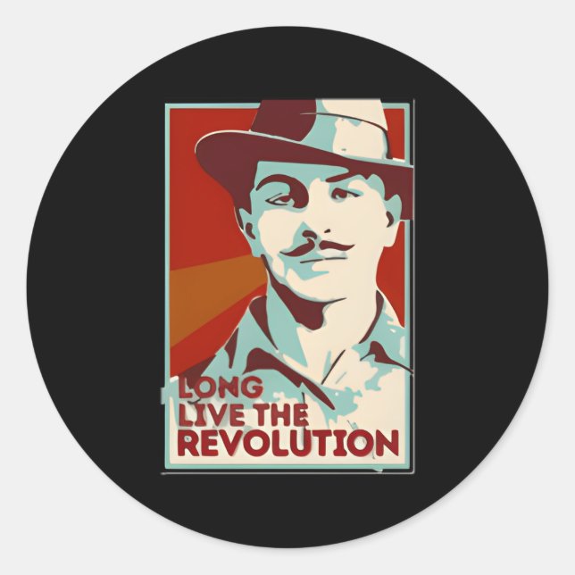 Shaheed Bhagat Singh Revolution Classic Round Sticker (Front)