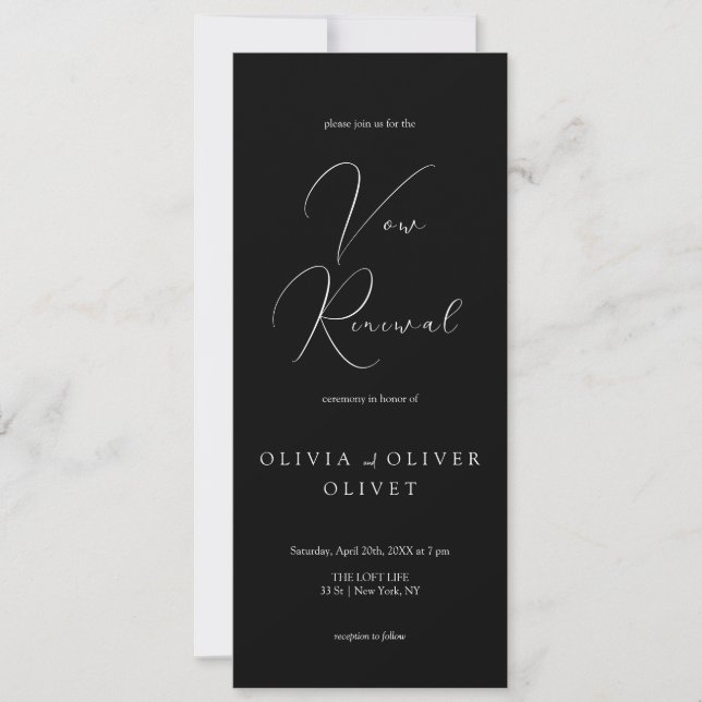 Shailene Black and White Vow Renewal Invitation (Front)
