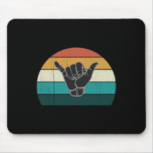 Shaka And Surf Sign - Cool Vintage Surfer Surfing Mouse Mat