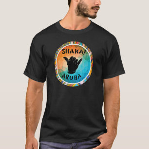 Shaka Aruba Colourful Geometrical Surf Cool Caribb T-Shirt