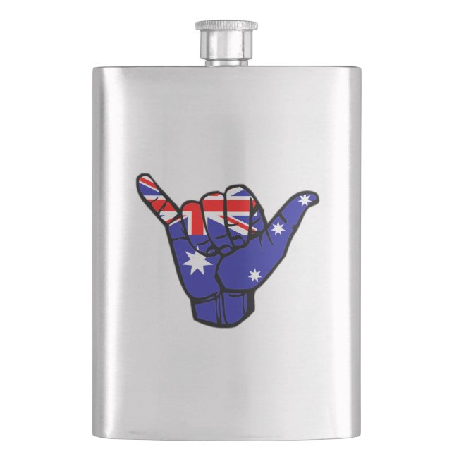 Shaka Australia Flag Hip Flask (Front)