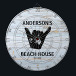 Shaka Beach House Surfer's  Dartboard<br><div class="desc">Beach house theme dartboard that is personalised just for you!  Shaka design in rustic wood and black.. Customise with your text to personalise. Contact me if you need assistance,  I'd love to help.</div>