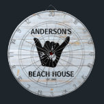 Shaka Beach House Surfer's  Dartboard<br><div class="desc">Beach house theme dartboard that is personalised just for you!  Shaka design in rustic wood and black.. Customise with your text to personalise. Contact me if you need assistance,  I'd love to help.</div>