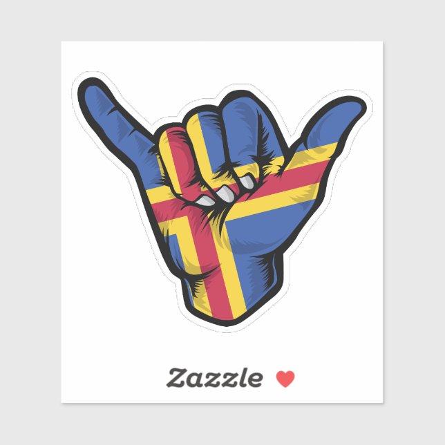 Shaka Hand Aland Flag Good Vibes Sticker (Sheet)