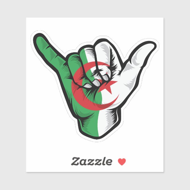 Shaka Hand Algeria Flag Good Vibes Sticker (Sheet)