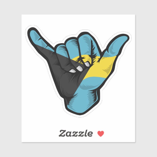 Shaka Hand Bahamas Flag Good Vibes Sticker (Sheet)