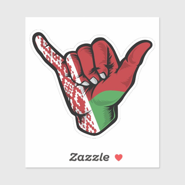 Shaka Hand Belarus Flag Good Vibes Sticker (Sheet)
