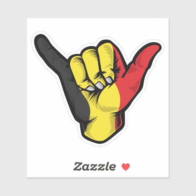 Shaka Hand Belgium Flag Good Vibes Sticker (Sheet)