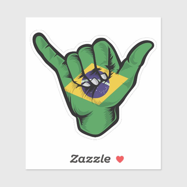 Shaka Hand Brazil Flag Good Vibes Sticker (Sheet)