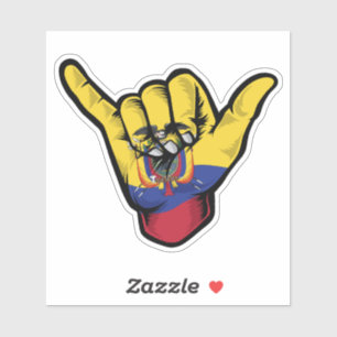 Shaka Hand Ecuador Flag Good Vibes Sticker