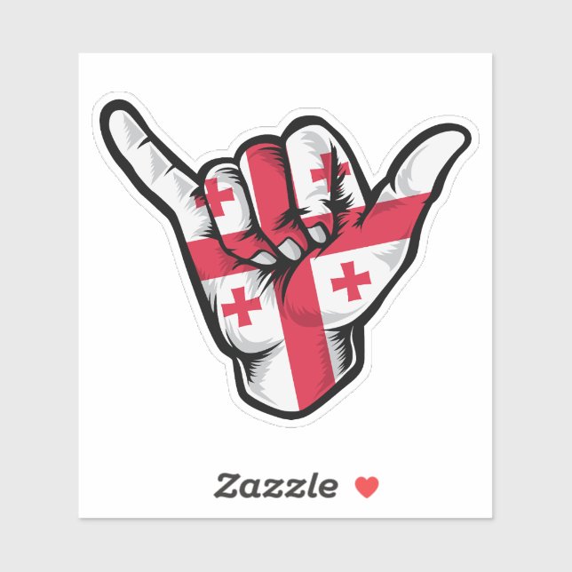 Shaka Hand Georgia Flag Good Vibes Sticker (Sheet)