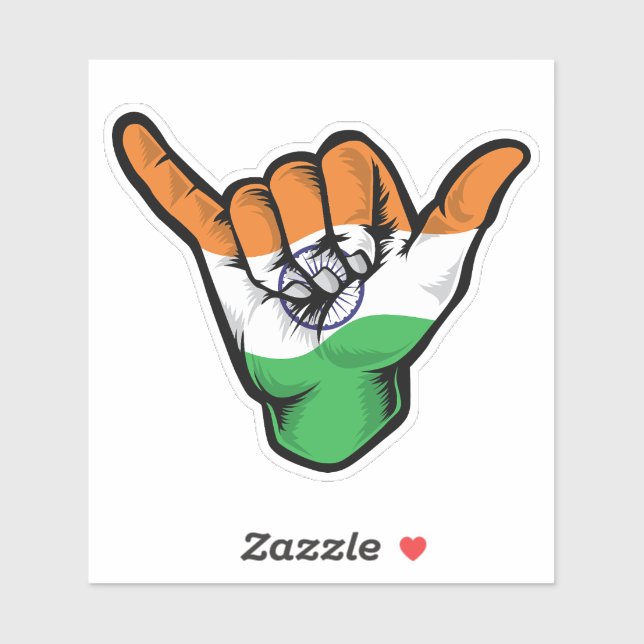 Shaka Hand India Flag Good Vibes Sticker (Sheet)