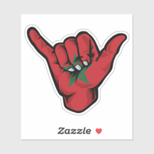 Shaka Hand Morocco Flag Good Vibes Sticker