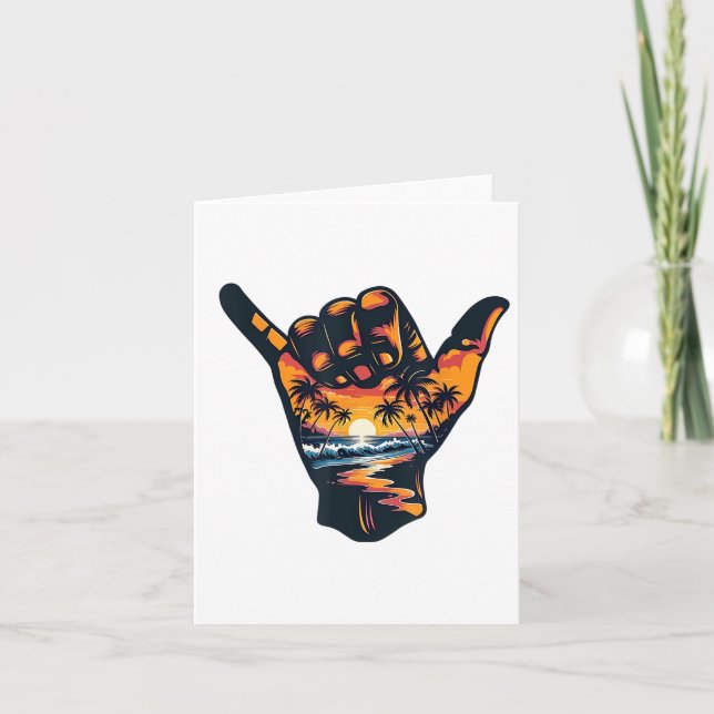 Shaka Hand Sign Aloha Surfing Surf Summer Vacation Card (Front)