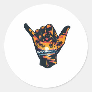 Shaka Hand Sign Aloha Surfing Surf Summer Vacation Classic Round Sticker