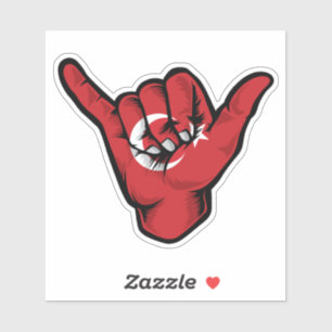 Shaka Hand Turkey Flag Good Vibes Sticker