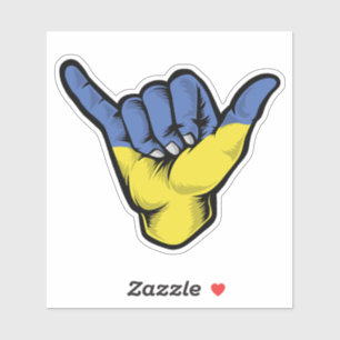 Shaka Hand Ukraine Flag Good Vibes Sticker