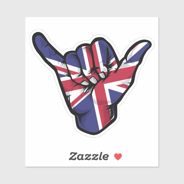 Shaka Hand United Kingdom Flag Good Vibes Sticker (Sheet)