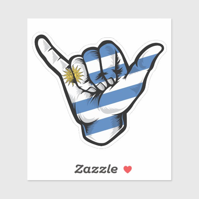 Shaka Hand Uruguay Flag Good Vibes Sticker (Sheet)