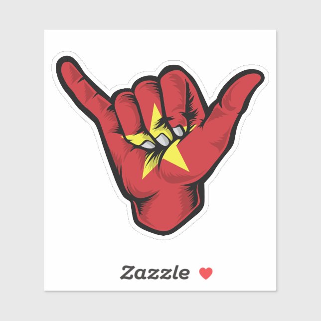 Shaka Hand Vietnam Flag Good Vibes Sticker (Sheet)