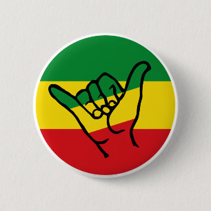 Shaka Hand With Reggae Colors 6 Cm Round Badge