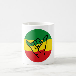 Shaka Hand With Reggae Colors Coffee Mug