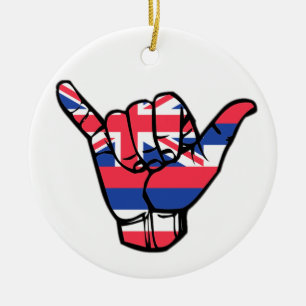 Shaka Hawaii Flag Ceramic Tree Decoration