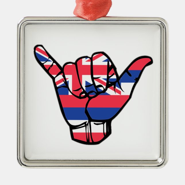Shaka Hawaii Flag Metal Tree Decoration (Front)