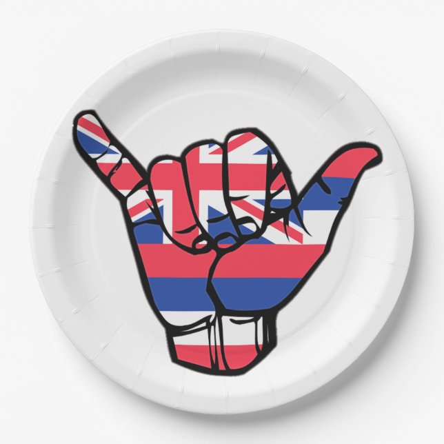 Shaka Hawaii Flag Paper Plate (Front)
