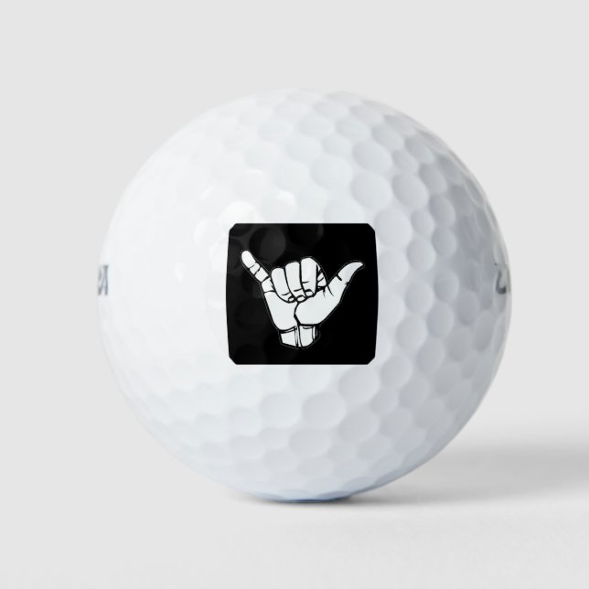 Shaka Sign black Golf Balls (Front)