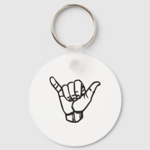 Shaka Sign Hang Good Vibes Retro Loose Hawaii Surf Key Ring