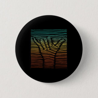 Shaka Sign Sunset Hand Lines Loose Aloha Hawaiian 6 Cm Round Badge