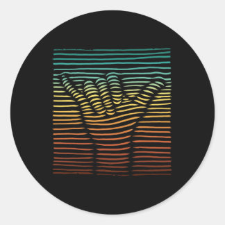 Shaka Sign Sunset Hand Lines Loose Aloha Hawaiian Classic Round Sticker