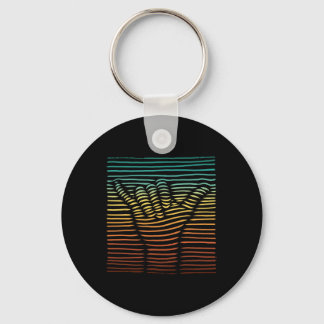 Shaka Sign Sunset Hand Lines Loose Aloha Hawaiian Key Ring