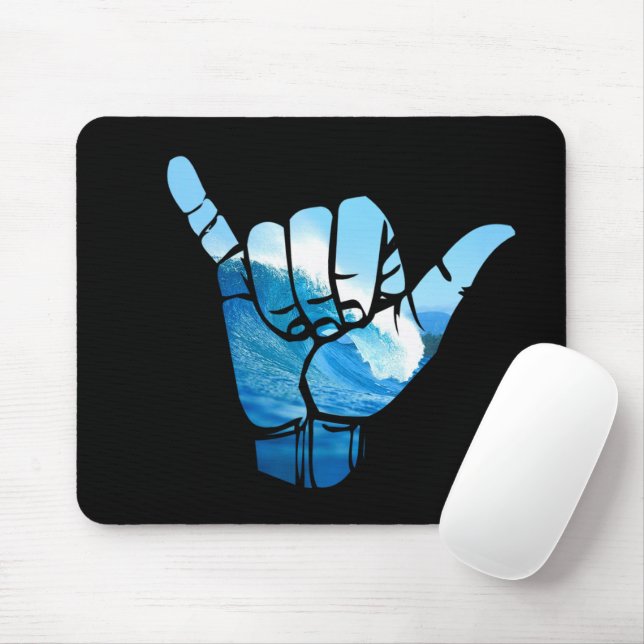Shaka Sign Wave Rip Curl Mouse Mat (With Mouse)