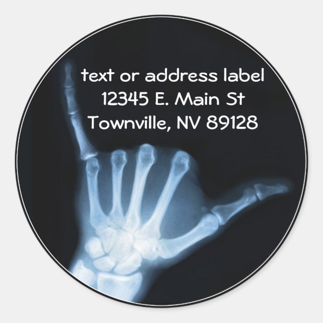Shaka Sign X-Ray (Hang Loose) Classic Round Sticker (Front)