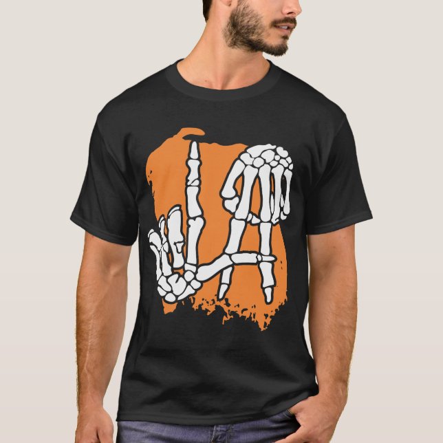 Shaka Skull Hand Sign | Skeleton Rock T-Shirt (Front)