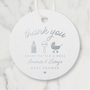 Shake Rattle and Roll Baby Shower Favour Tags