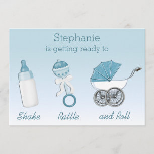 Shake Rattle and Roll Boy Baby Shower Invitation