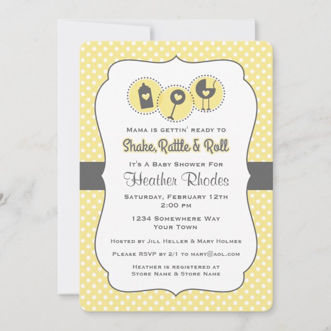 Shake Rattle and Roll YEL Invitation (Front)