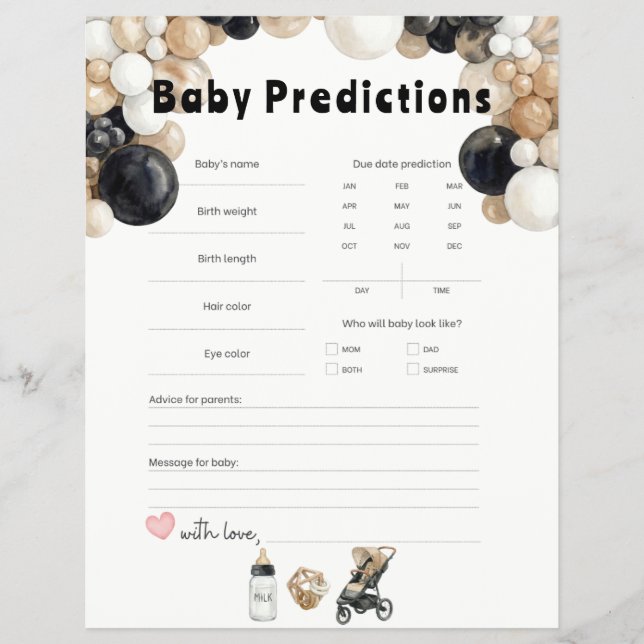 Shake, Rattle, Roll & Balloon Arch Baby Prediction Flyer (Front)