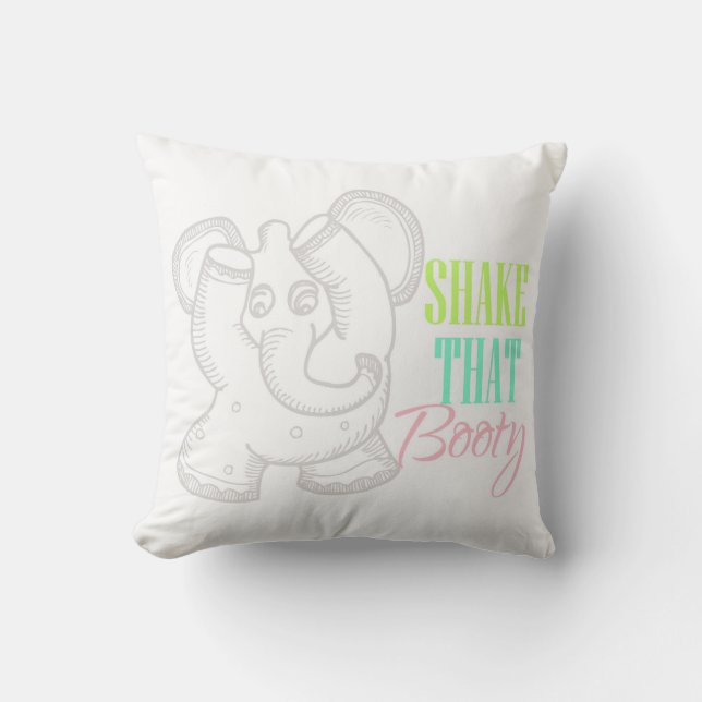 Shake That Booty Dancing Elephant Pillow (Front)