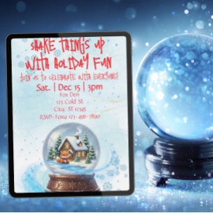 Shake Things Up Holiday Fun, Snow Globe Fox  Invitation