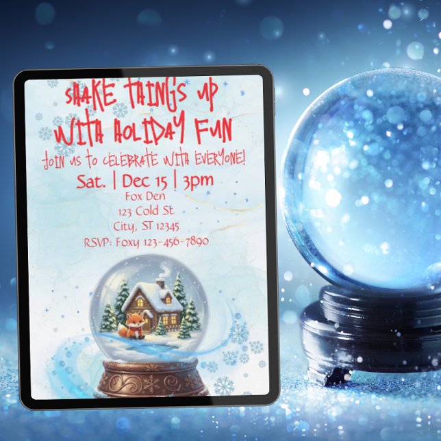 Shake Things Up Holiday Fun, Snow Globe Fox  Invitation (Creator Uploaded)