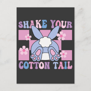 Shake Your Cotton Tail Funny Easter Bunny Groovy Announcement Postcard