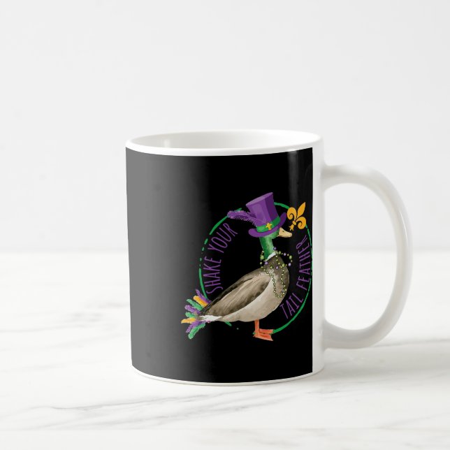 Shake Your Tail Feather Mardi Gras Beads Funny Par Coffee Mug (Right)
